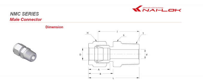 Переходник прямой MC: MNPT - OD дюйм / Type MC MNPT - Tube fitting inch